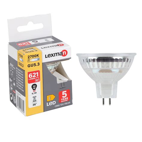 Ampoule Led Réflecteur Gu5 3 36° 621lm 50w Blanc Chaud Lexman