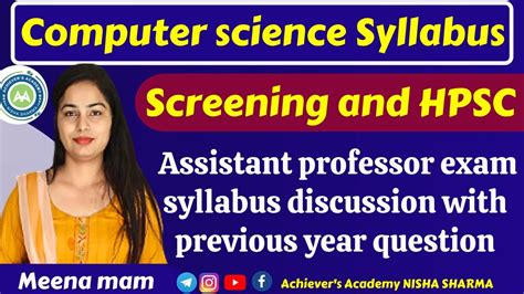 PGT COMPUTER SCIENCE SCREENING HPSC POST DETAIL SYLLABUS SCREENING