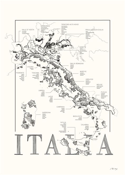 Wine Map of Italy, Italy Wine Region Map - Etsy