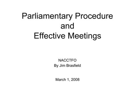 Ppt Parliamentary Procedure And Effective Meetings Powerpoint