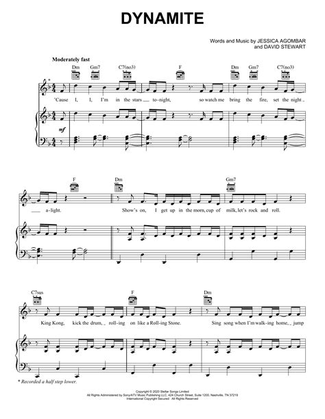 Dynamite By Bts Sheet Music For Piano Vocal And Guitar Chords Right Hand Melody At Sheet Music