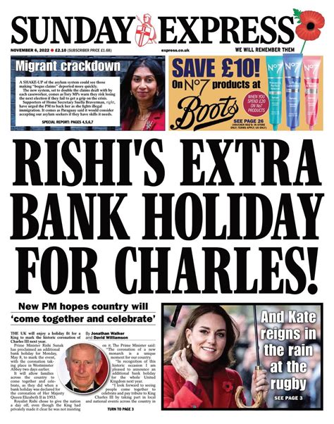 Sunday Express Front Page 6th Of November 2022 Tomorrows Papers Today