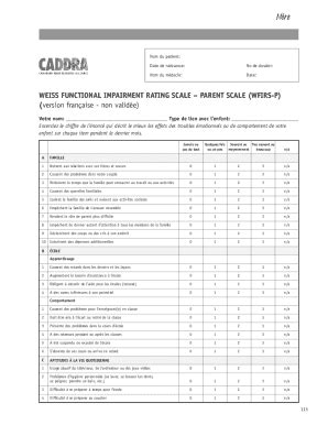 Fillable Online Fillable Online Weiss Functional Impairment Rating