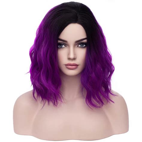 Beron 14 Purple Ombre Wigs For Women Girls Short Curly Bob