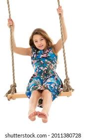 Blonde Girl Swinging On Rope Swing Stock Photo 2011380728 Shutterstock