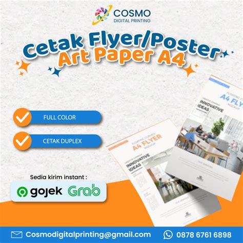 Jual Cetak Flyerposter Art Paper A4 120 Gsm 1 Sisi Kab