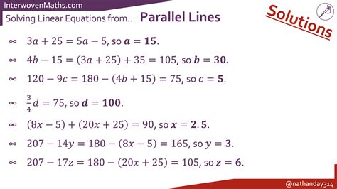 Iw Solving Linear Equations From Parallel Lines Interwoven Maths