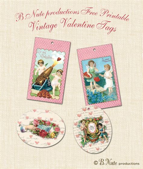 Bnute Productions Free Printable Vintage Valentine Tags