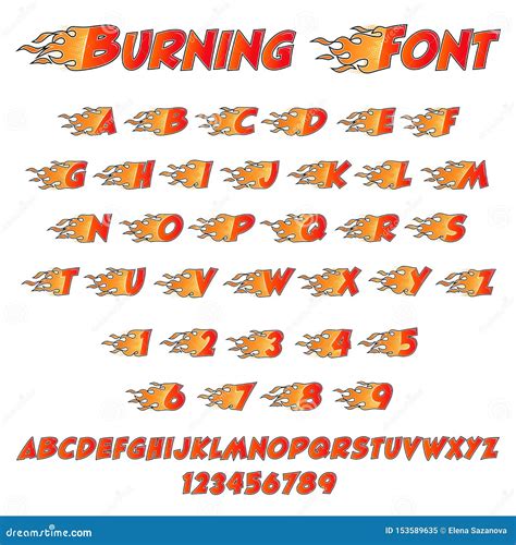 Burning Alphabet With Flame Letters Stock Vector Illustration Of