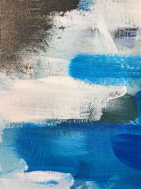 Abstraction Bleue Art Acrylique Noir Blanc Toile Tendue Etsy