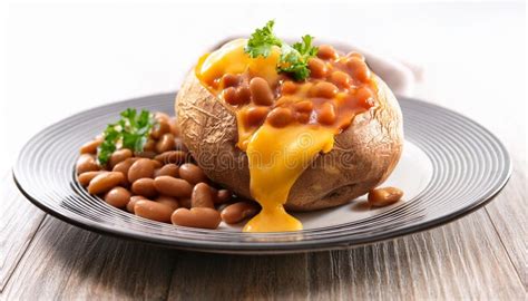 Jacket Potato With Beans And Cheese Ai Generated Stock Image Image Of Eating Baked 326684725