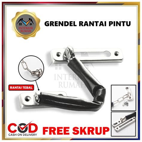 Grendel Slot Rantai Pintu Rumah Door Chain Black Stainless Steel