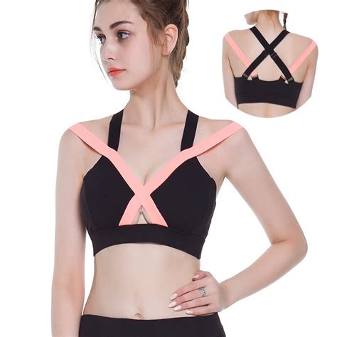 BESGO Yoga Bra For Female Sexy Crossed Straps No Rims Running Training