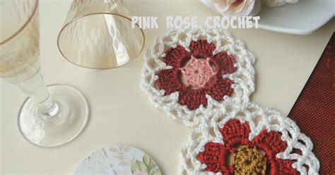 Pink Rose Crochet Porta Copos Flor Do Campo Mini Mats Coasters