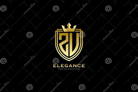 Initial Zu Elegant Luxury Monogram Logo Or Badge Template With Scrolls