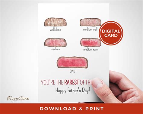 Printable Fathers Day Card Meat Lover Steak Fathers Day Card Grill