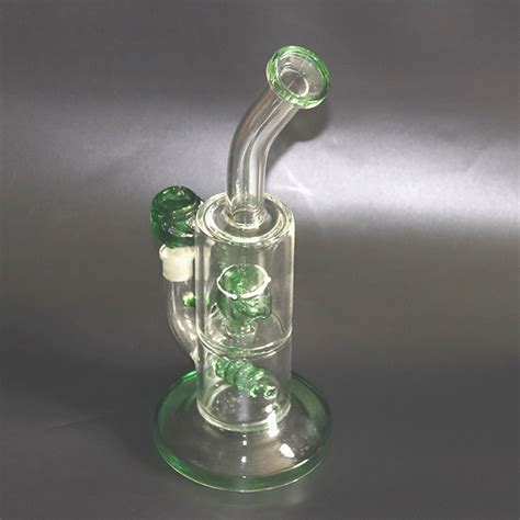 Glass Tobacco Water Pipe Glass Hookah Shisha Water Smoking Pipes Double Percolator Dab Rig