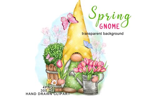 Spring Gnome Png Clipart Garden Tulips Sublimation