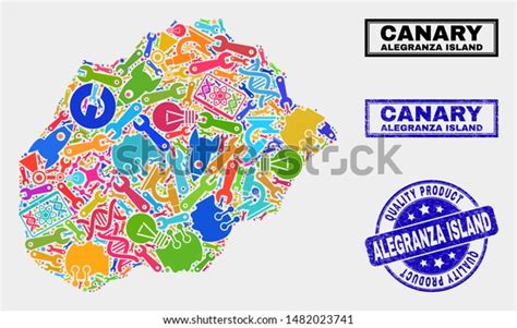 Vector Collage Service Alegranza Island Map Stock Vector Royalty Free