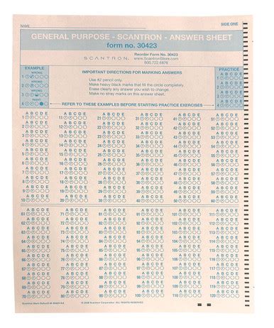 Blue Full Sheet Scantron - University Book Exchange