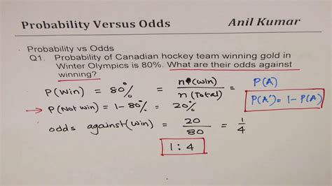 Probability Vs Odds In Favour Or Against An Event Examples YouTube