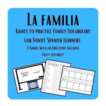 La Familia Vocabulary Games Pack For Novice Spanish Learners Games