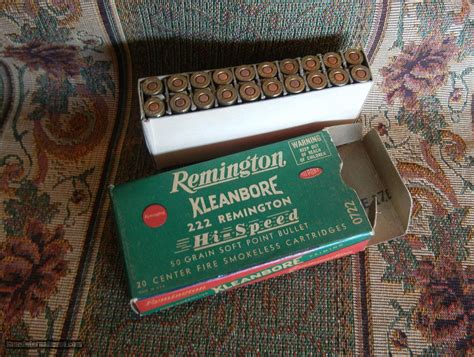 Full Box Of 20 Vintage Remington Kleanbore 222 Hi Speed Center Fire 50