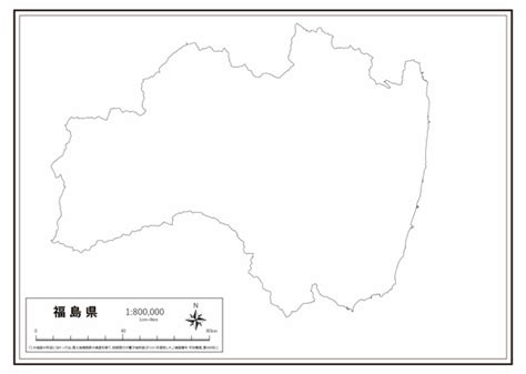 福島県 県域のみ の白地図 ラクして、楽しい、楽地図！