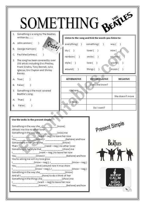 Something By The Beatles ESL Worksheet By Lubar