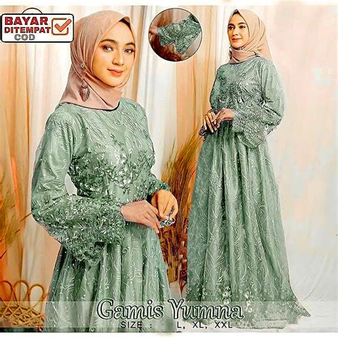 Jual Gamis Terbaru Yumna Size M L Xl Xxl L Gamis Pesta Gamis