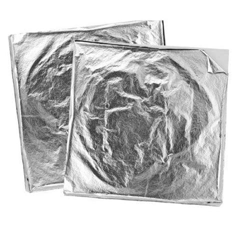 Metallic Metal Foil Sheets Silver 14cm X 14cm Pack Of 10