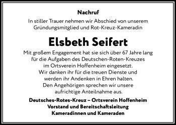 Traueranzeigen Von Elsbeth Seifert Trauer Rnz De