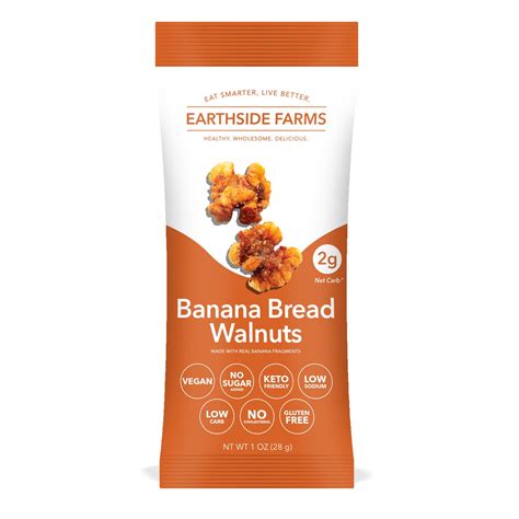 Earthside Farms Banana Bread Walnuts Pack Vegan Keto Friendly And