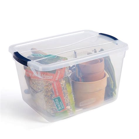 Rubbermaid Cleverstore 30 Quart Plastic Storage Tote Container With Lid