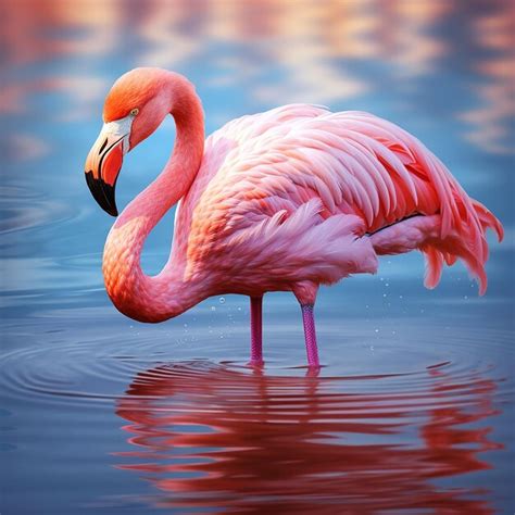 Premium Photo Flamingos In The Water Generated By Ai