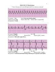 EKG Packet Docx 1 EKG ECG Worksheet Note All Strips Are Six Second