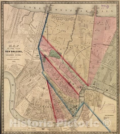 Historical Map 1861 Map Of The City Of New Orleans And The Adjacent