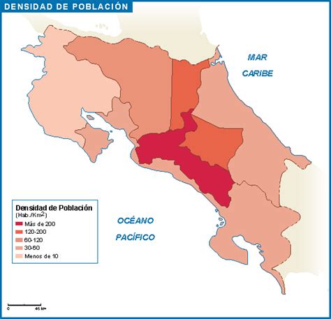 Costa Rica Mapa Poblacion Vector Maps