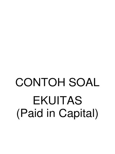 Contoh Soal Ekuitas Modal Disetor Pdf