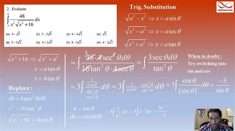 Trig Substitution Example Youtube