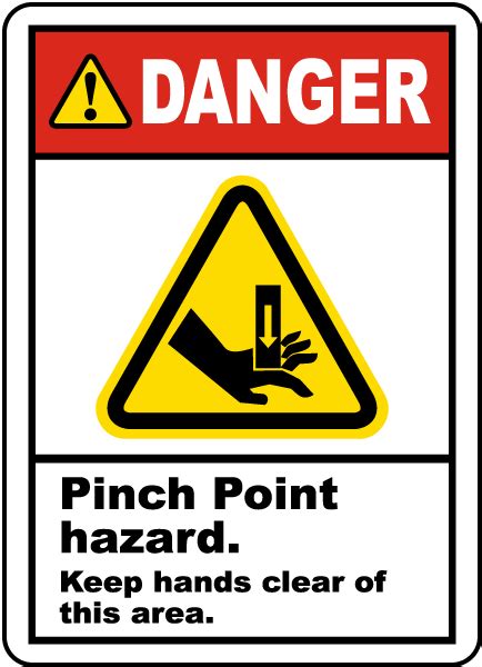 Pinch Point Hazard Keep Clear Label - Save 10% Instantly