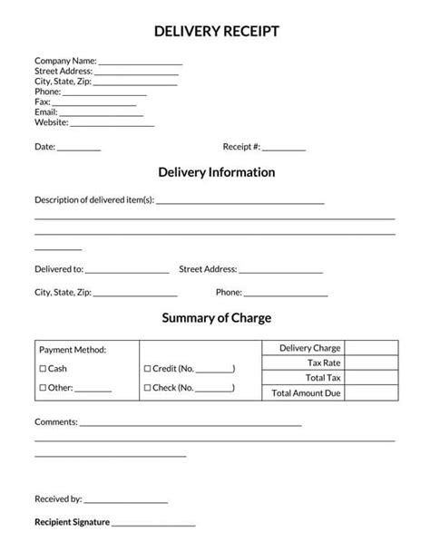 10 Free Delivery Receipt Templates Word Excel Pdf Bank2home