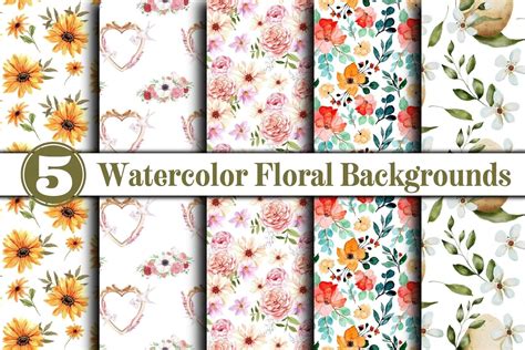 Watercolor Floral Digital Papers Graphic By Hassas Arts Creative Fabrica