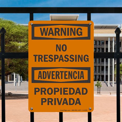 Bilingual Warning No Trespassing Sign Sku S 4326