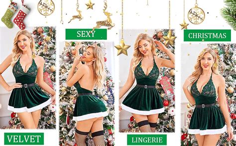 Avidlove Christmas Lingerie For Women Santa Lingerie Set Sexy Babydoll