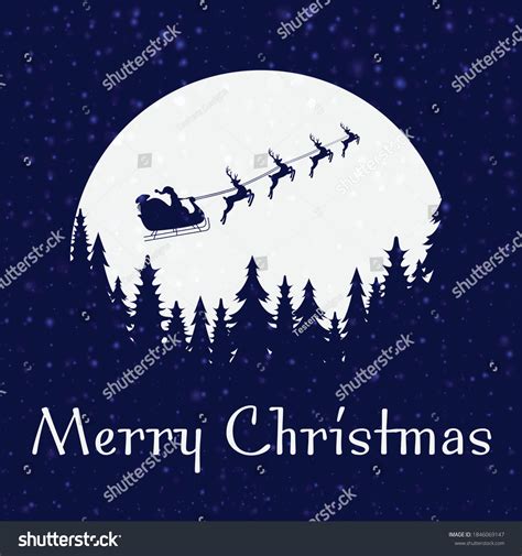 Santa Flying Through Night Sky Under Stock Vector Royalty Free