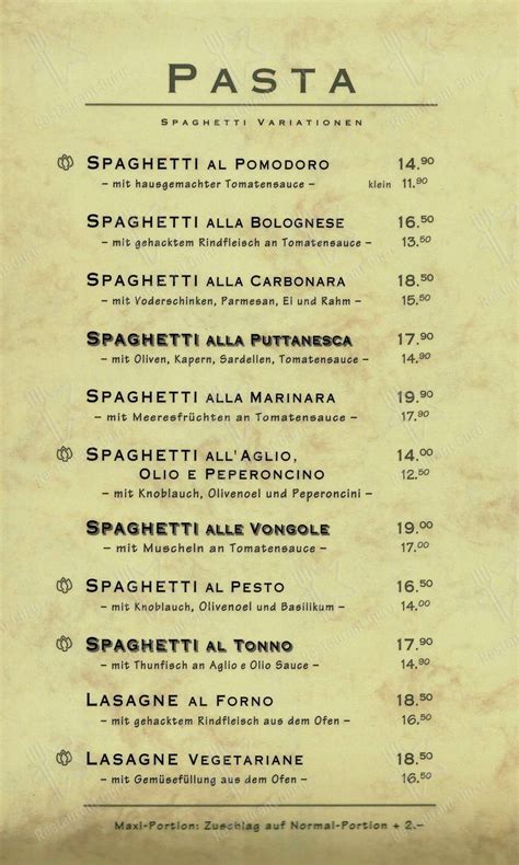 Menu Da Pizzeria Mamma Mia Rorschach