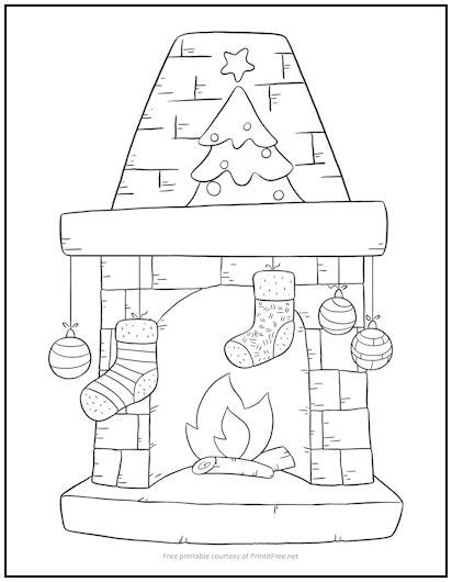 34+ christmas fireplace coloring page - geayunita