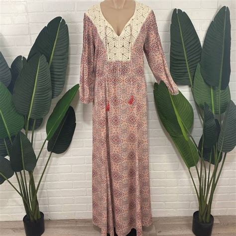 Daniel Rainn Dresses Danielrainn Dr Boho Lace Printedmaxi Peasant