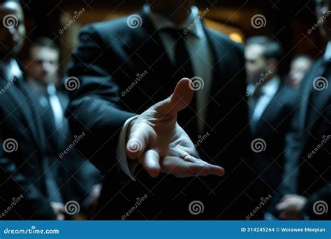 man   suit  reaching   hand   man stock photo